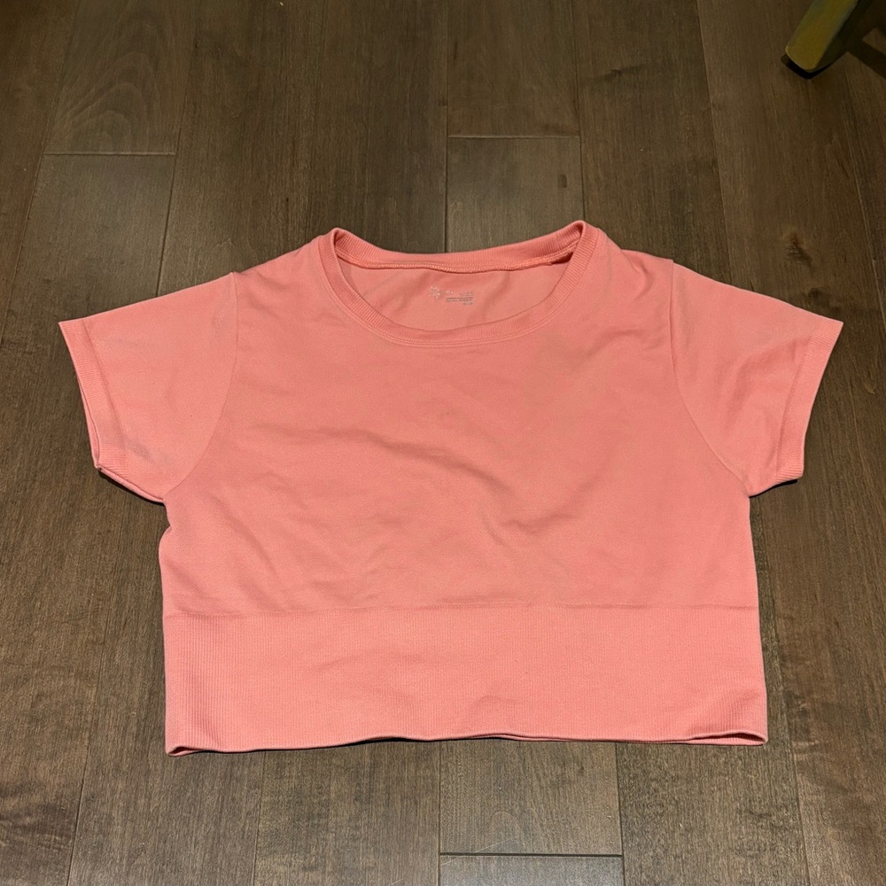 Aerie Pink Seamless Crop T-Shirt Size M